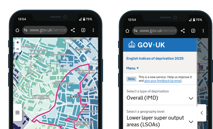 UI Web app designer - deprivation app project- Glenn Herbert
